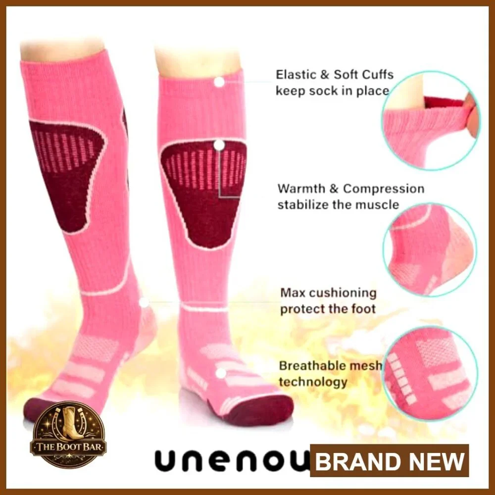 Merino Wool Thermal Knee High Ski Socks 2 Pairs for Snowboarding Hiking